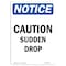 Signmission OSHA Notice, 5" Height, Caution Sudden Drop Sign, 5" X 3.5", Portrait OS-NS-D-35-V-10513 - alternate 1